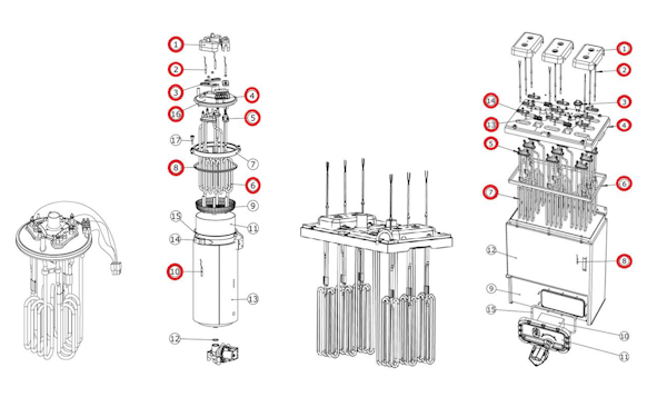 Heaters+lid+power cables kit for CAREL humidifiers